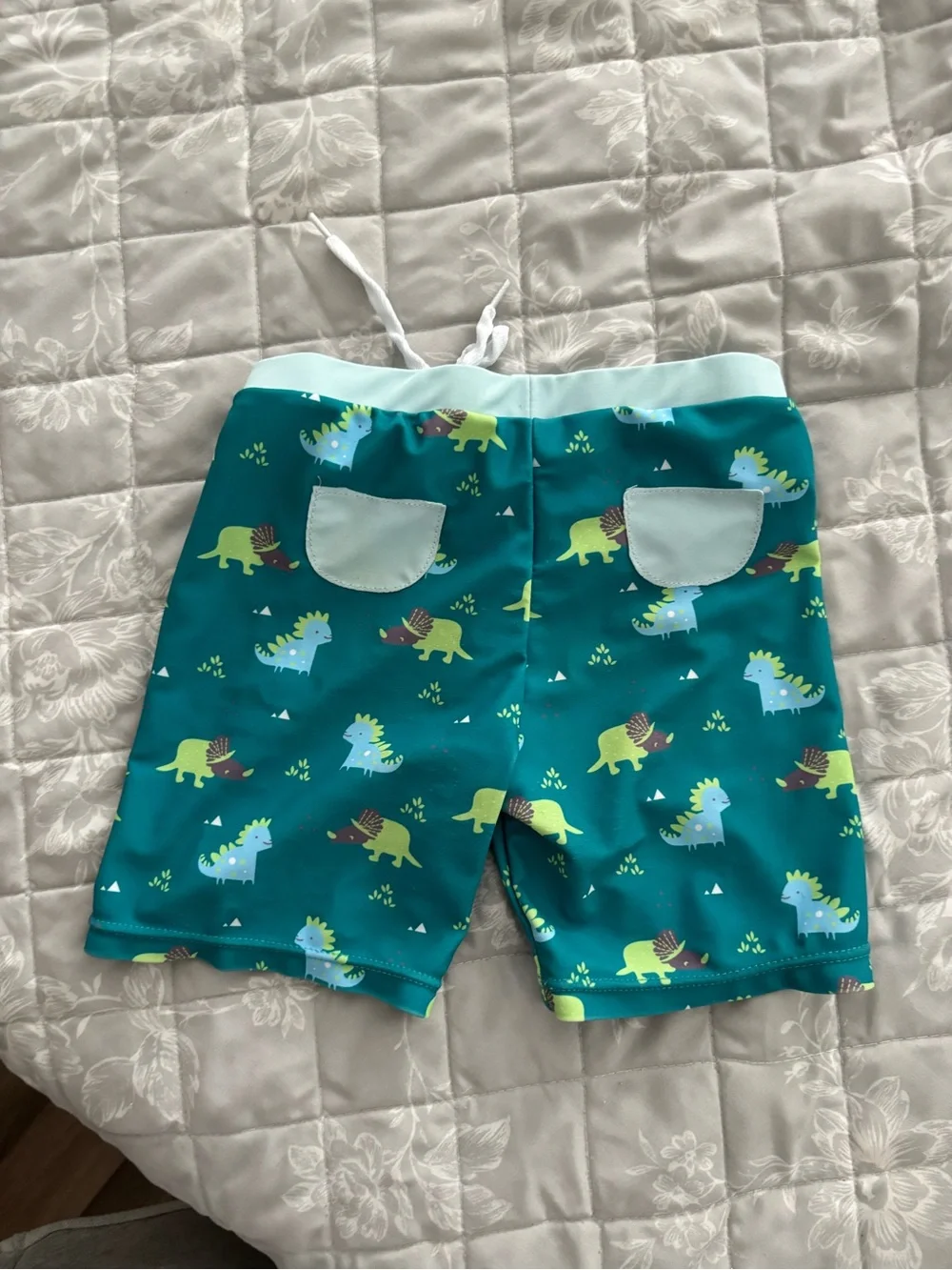 Kids' Teal Dinosaur Swim Shorts